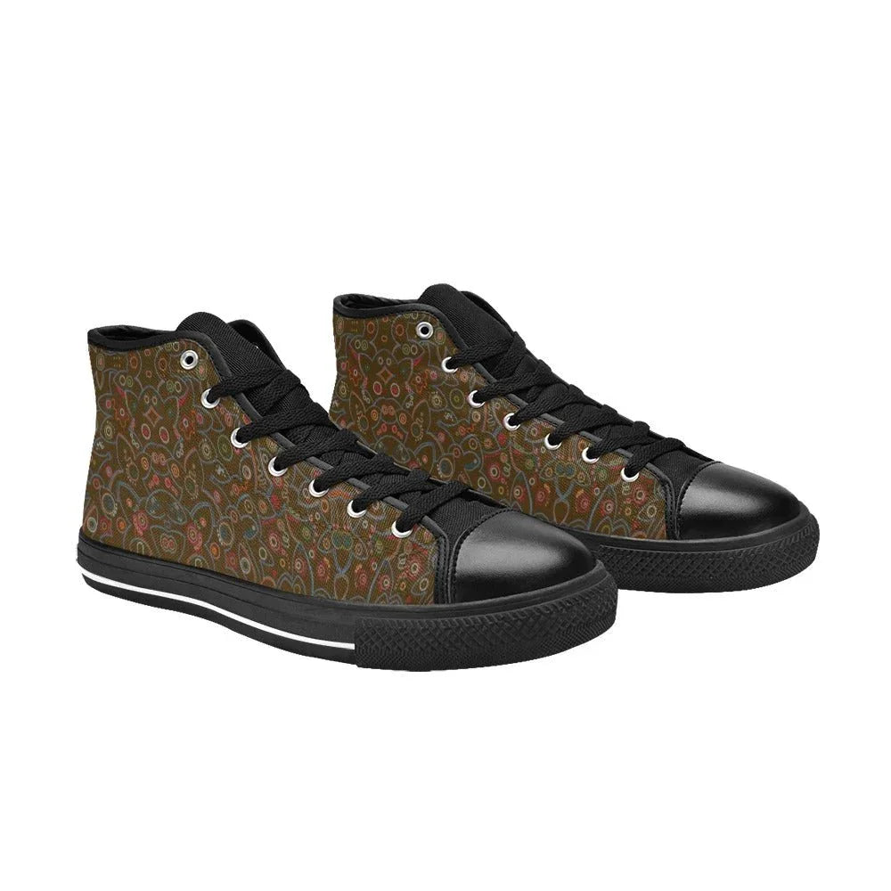 Fall Fireflies Mosaic Kids' High Top Canvas Shoes - Lana Art Sweden