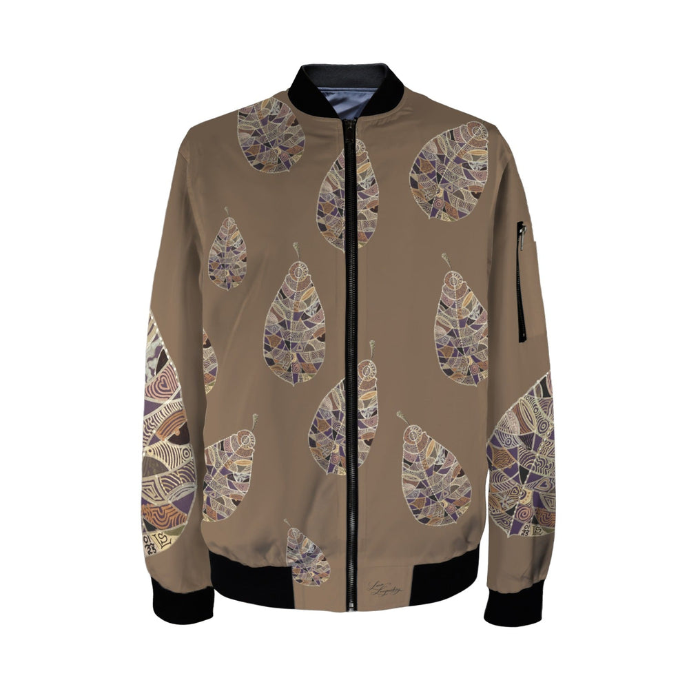 Fantasy Leaf Brown Tall Ladies Bomber Jacket