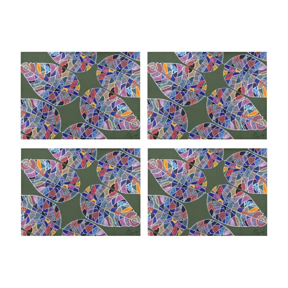 Fantasy Leaf Green Diagonal Placemat 14’’ x 19’’ (Set of 4) - Lana Art Sweden