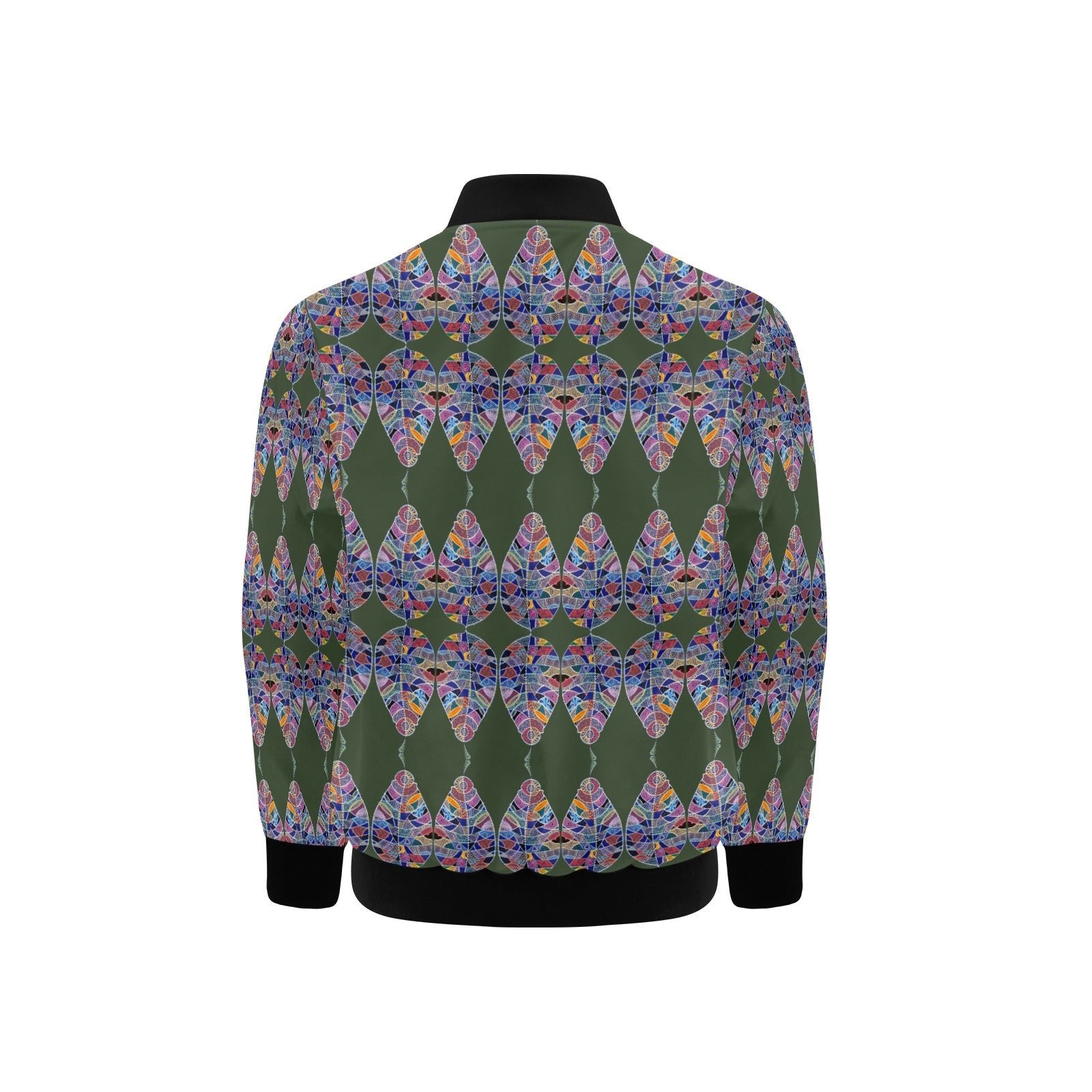 Fantasy Leaf Green Kids' Bomber Jacket with Pockets (Model H40) - Lana Art Sweden