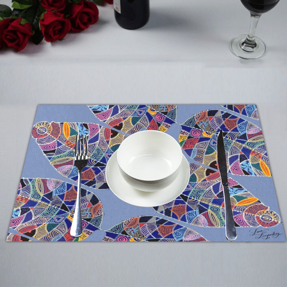 Fantasy Leaf Lavender Diagonal Placemat 14’’ x 19’’ (Set of 4) - Lana Art Sweden