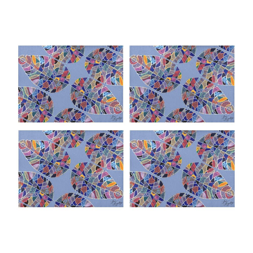 Fantasy Leaf Lavender Diagonal Placemat 14’’ x 19’’ (Set of 4) - Lana Art Sweden