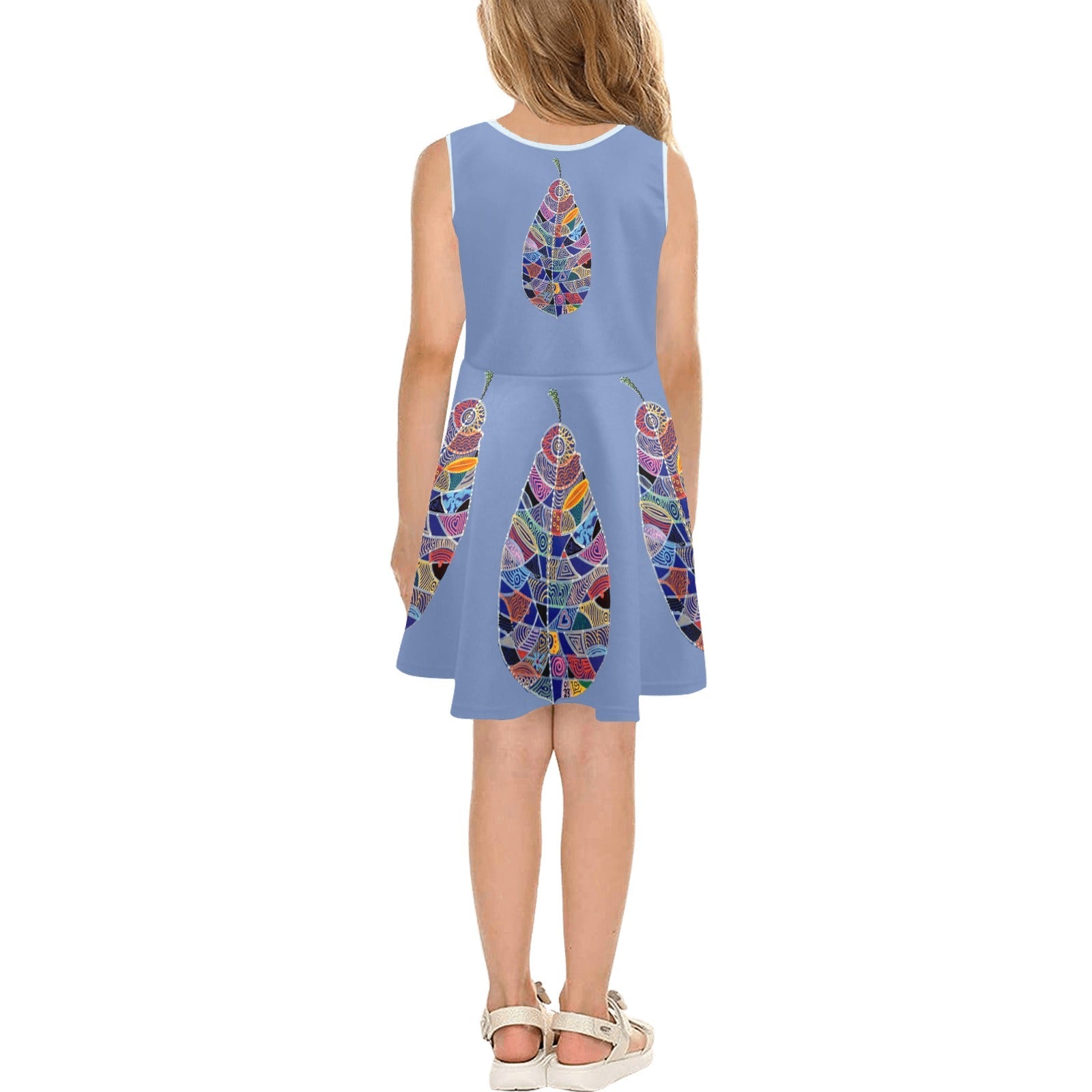 Fantasy Leaf Lavender Girls' Sleeveless Sundress - Lana Art Sweden