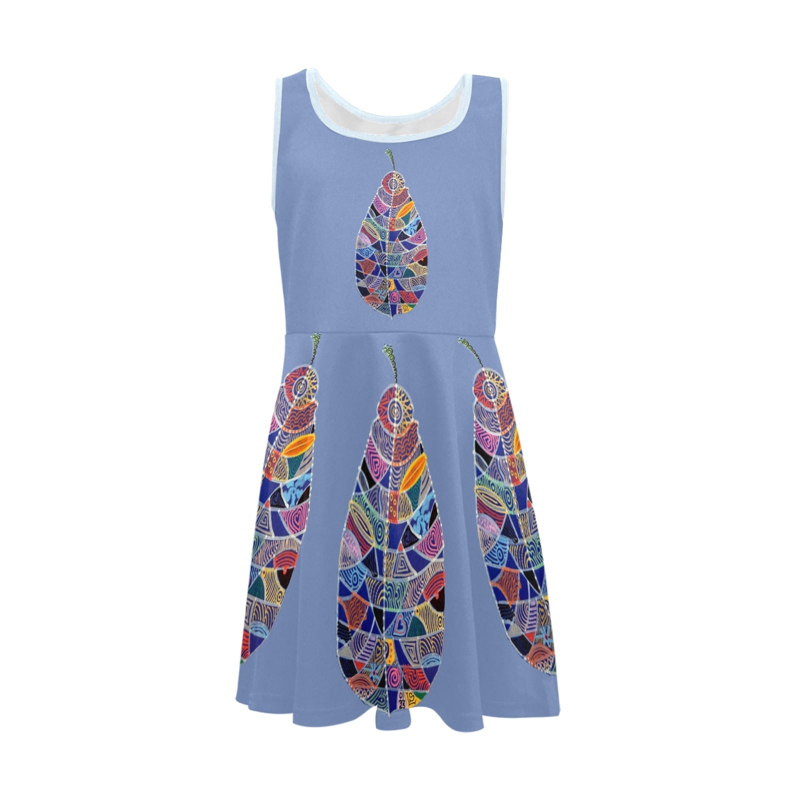Fantasy Leaf Lavender Girls' Sleeveless Sundress - Lana Art Sweden
