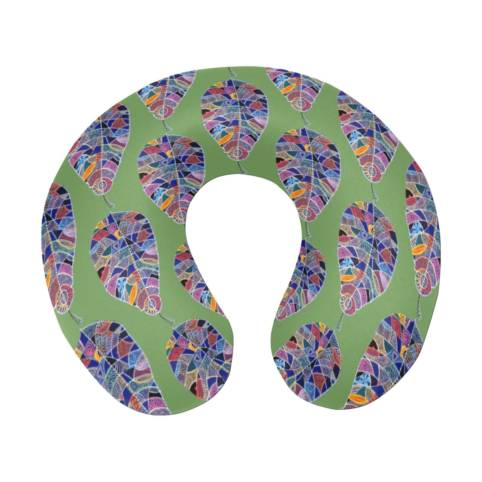 Fantasy Leaf Light Green U - Shape Travel Pillow - Lana Art Sweden
