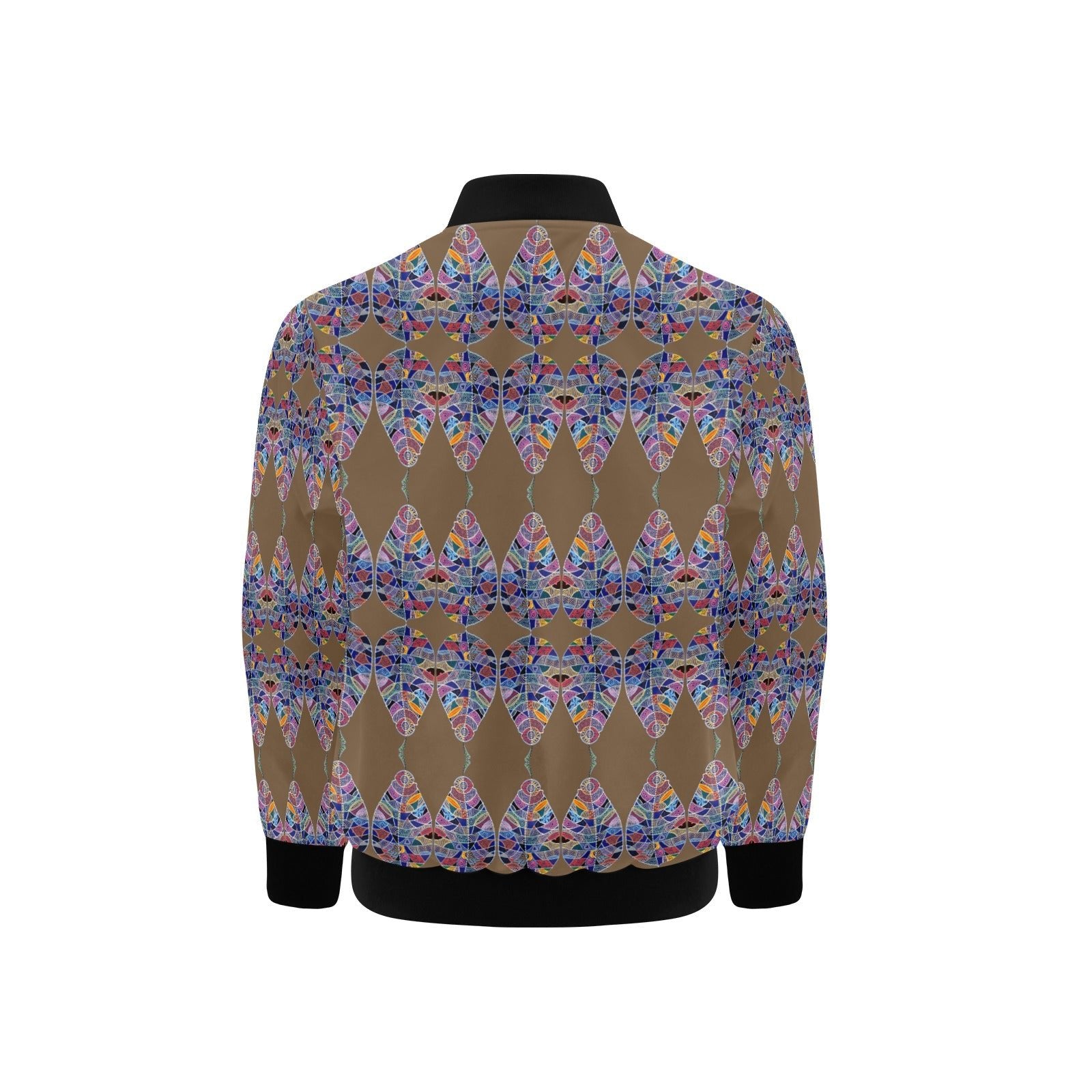 Fantasy Leaf Ochre Kids' Bomber Jacket with Pockets (Model H40) - Lana Art Sweden