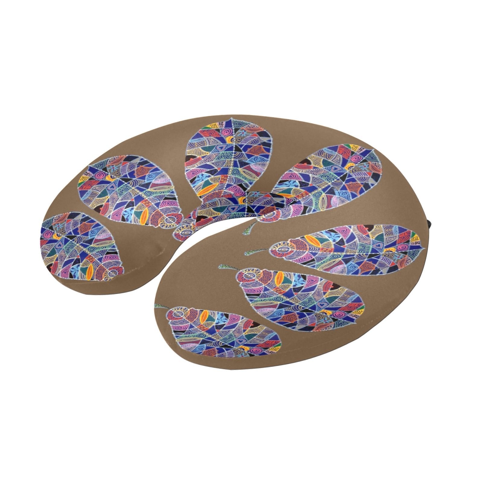 Fantasy Leaf Ochre U - Shape Travel Pillow - Lana Art Sweden