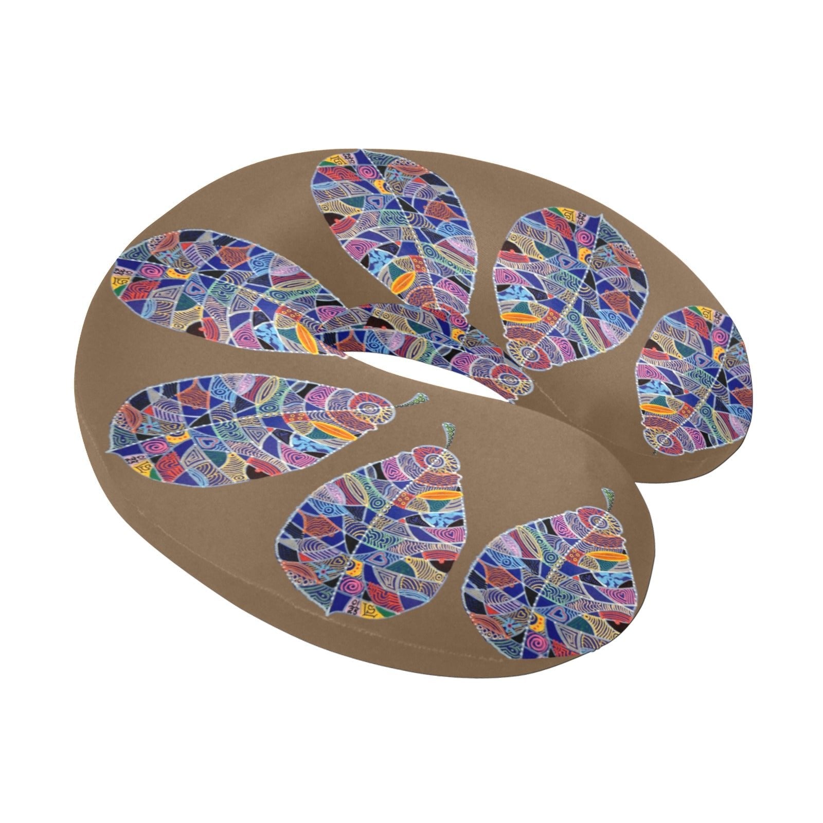 Fantasy Leaf Ochre U - Shape Travel Pillow - Lana Art Sweden