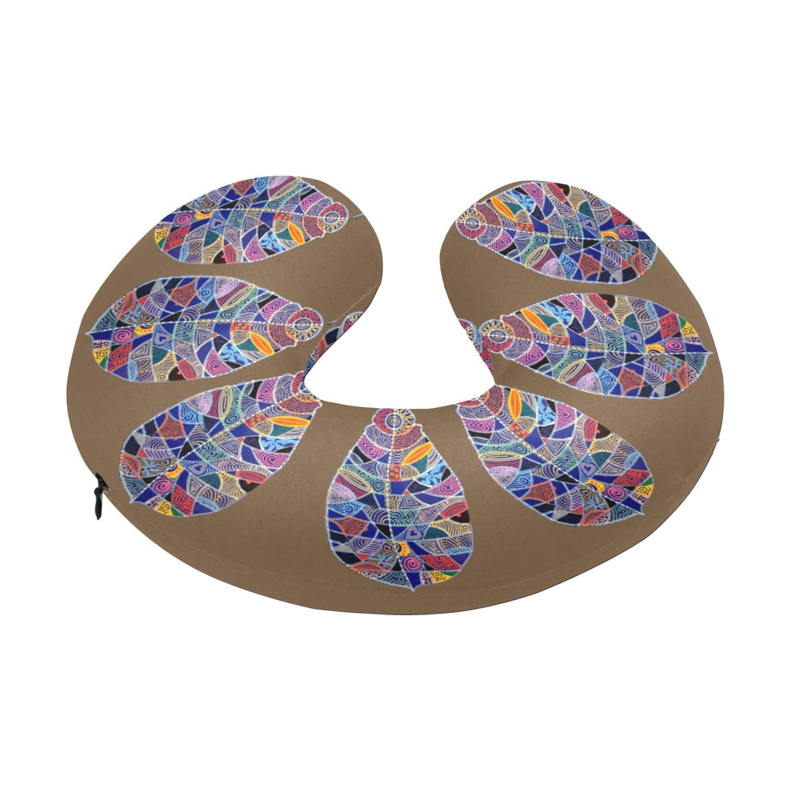 Fantasy Leaf Ochre U - Shape Travel Pillow - Lana Art Sweden