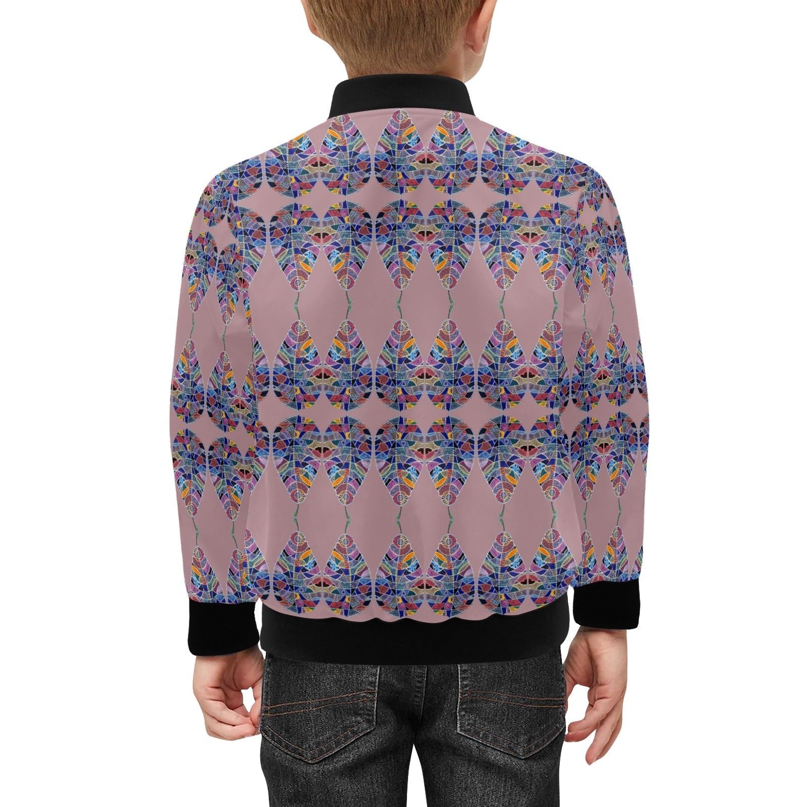 Fantasy Leaf Old Rose Kids' Bomber Jacket with Pockets (Model H40) - Lana Art Sweden