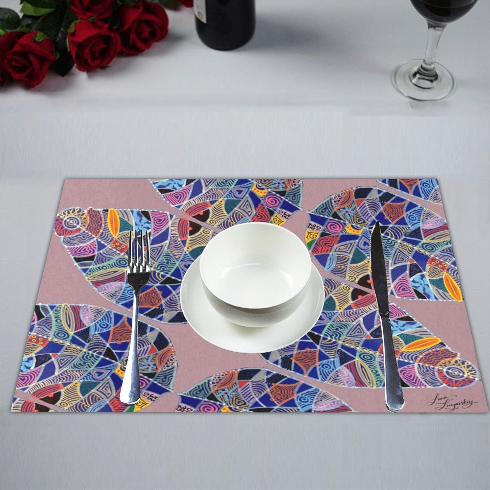 Fantasy Leaf on Dusty Rose Placemat 14’’ x 19’’ (Set of 4) - Lana Art Sweden