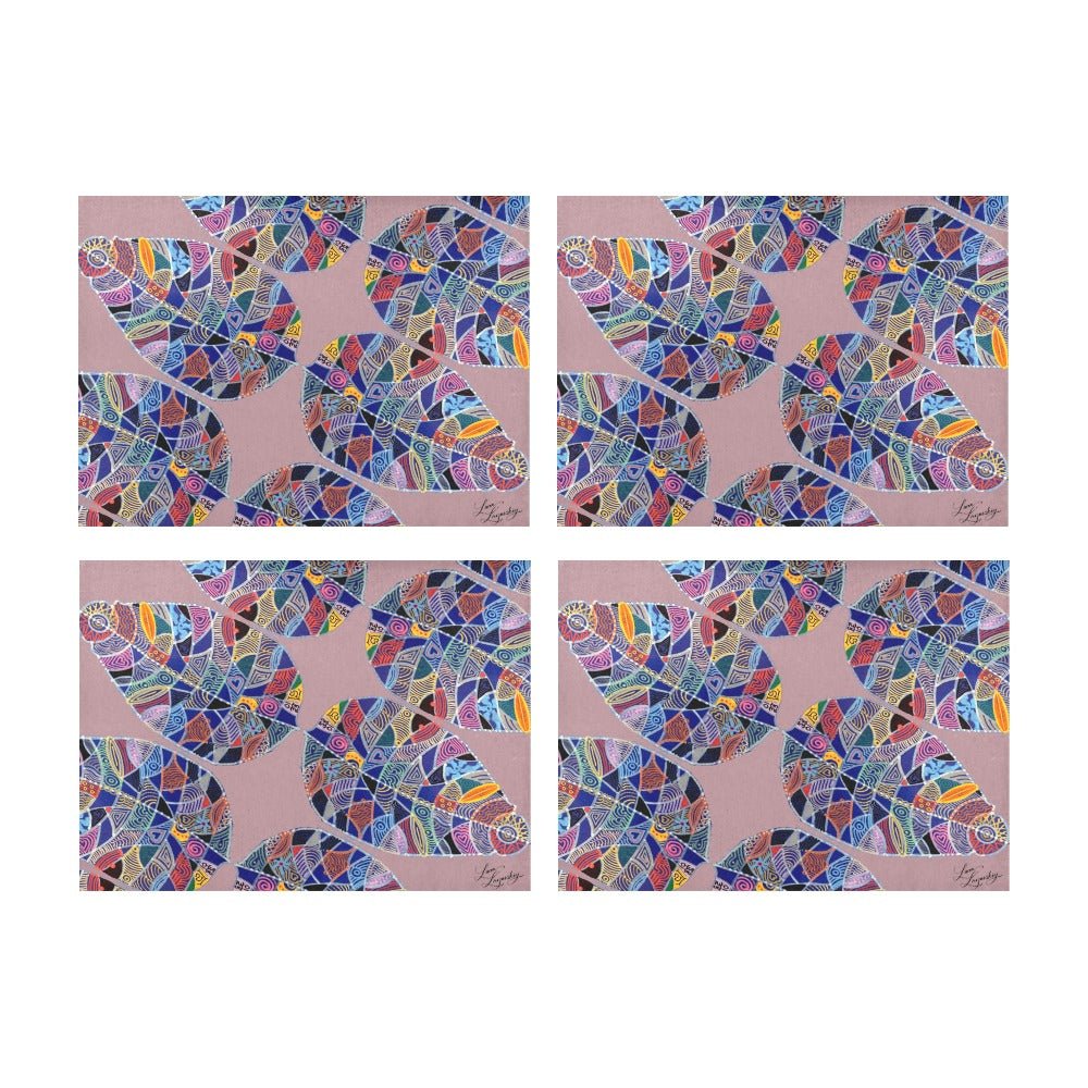 Fantasy Leaf on Dusty Rose Placemat 14’’ x 19’’ (Set of 4) - Lana Art Sweden