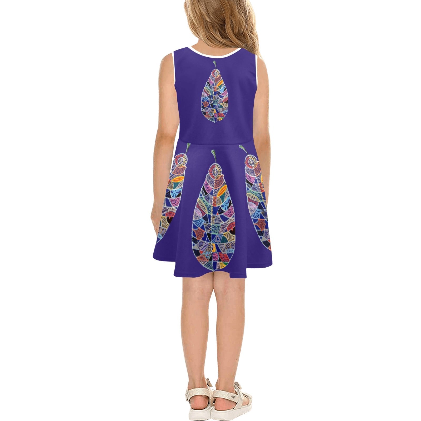 Fantasy Leaf Purple Girls' Sleeveless Sundress - Lana Art Sweden
