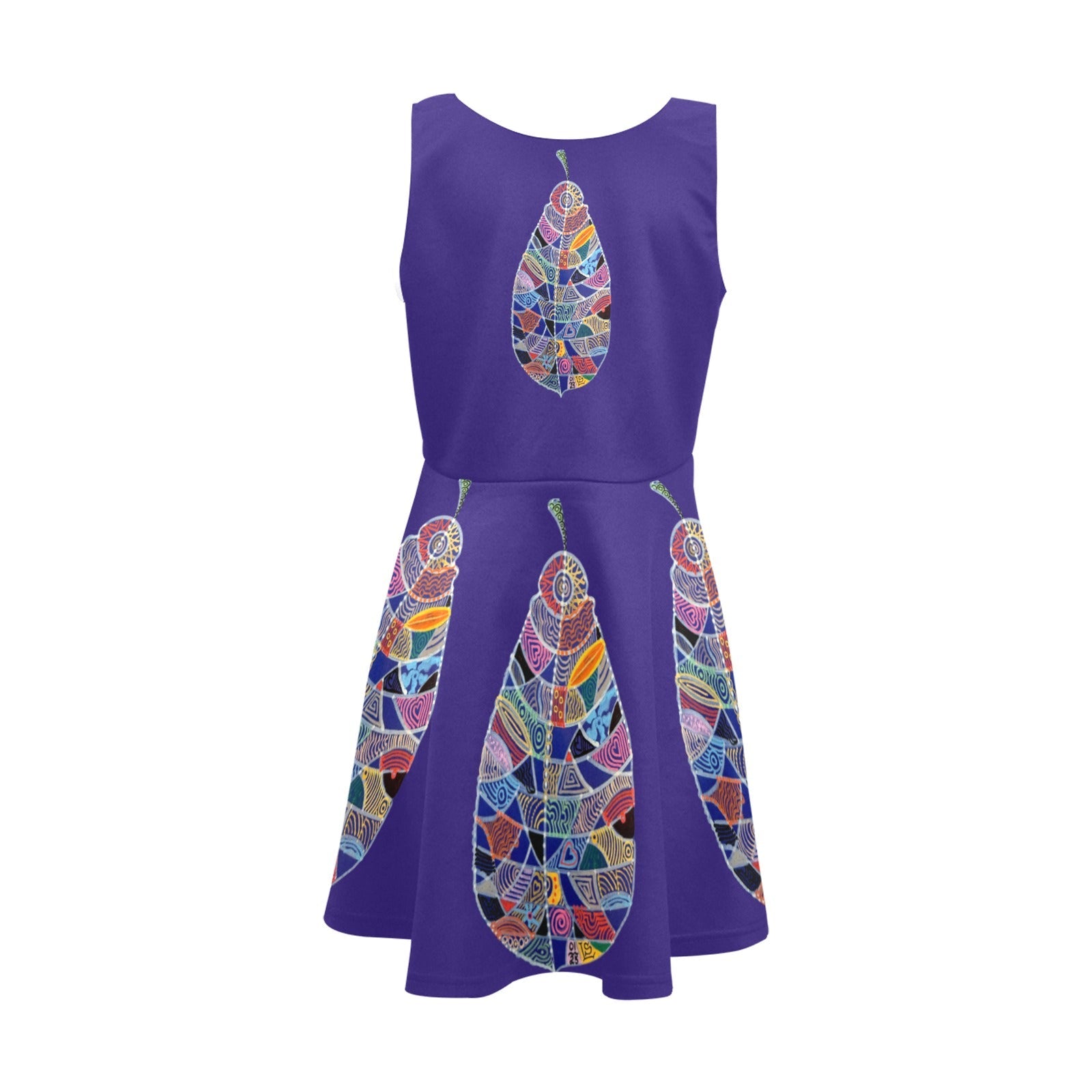 Fantasy Leaf Purple Girls' Sleeveless Sundress - Lana Art Sweden