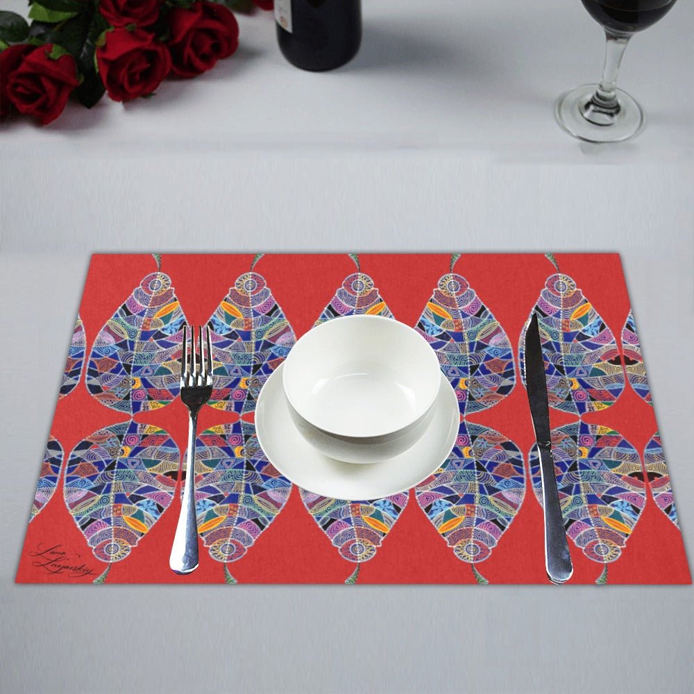 Fantasy Leaf Red Placemat 14’’ x 19’’ (Set of 4) - Lana Art Sweden