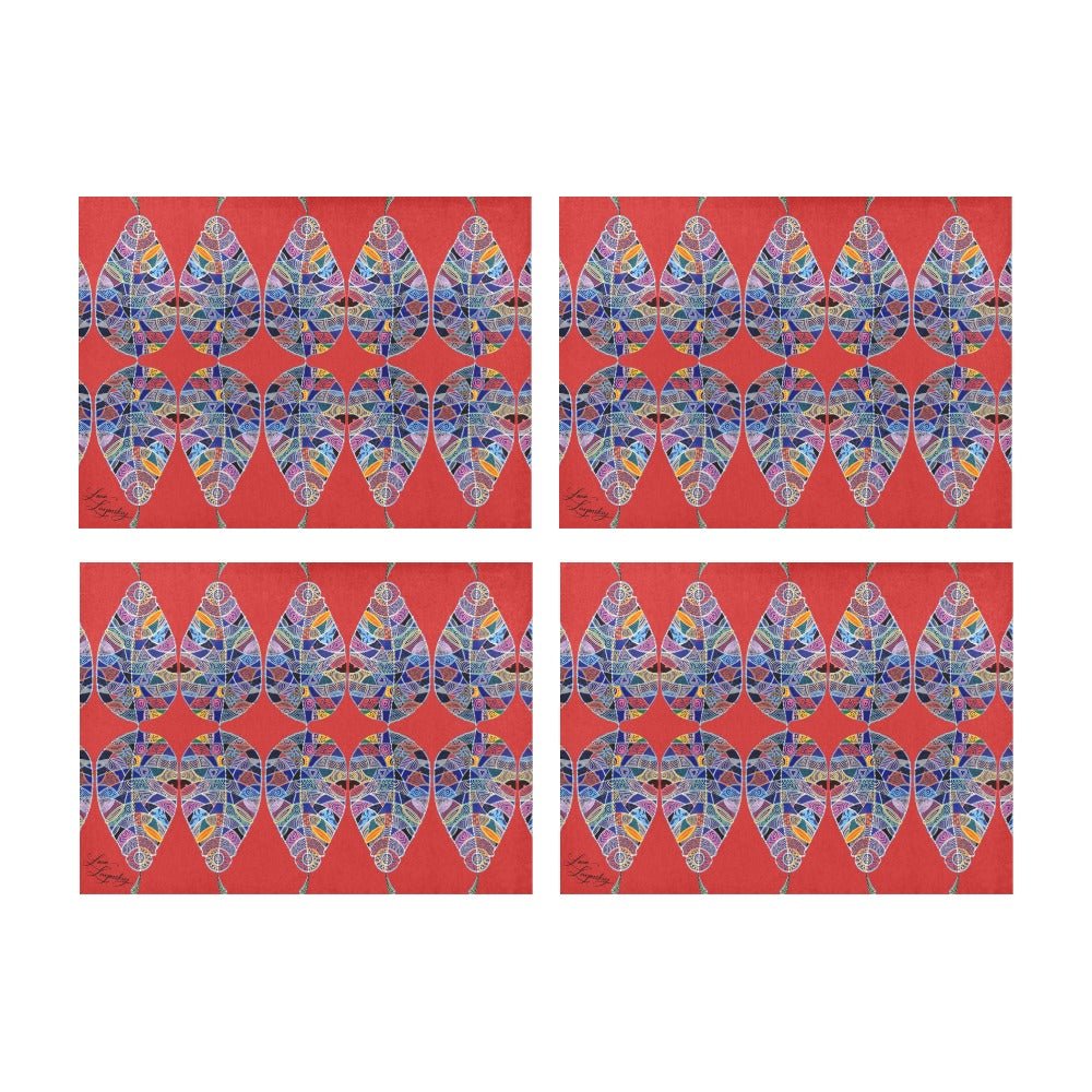 Fantasy Leaf Red Placemat 14’’ x 19’’ (Set of 4) - Lana Art Sweden