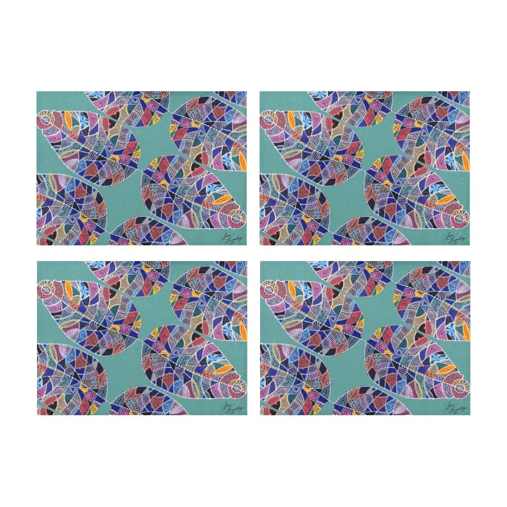 Fantasy Leaf Teal Placemat 14’’ x 19’’ (Set of 4) - Lana Art Sweden