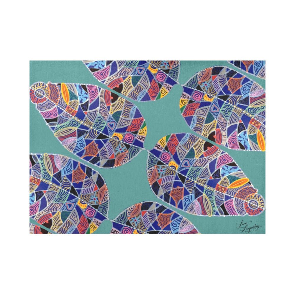 Fantasy Leaf Teal Placemat 14’’ x 19’’ (Set of 4) - Lana Art Sweden