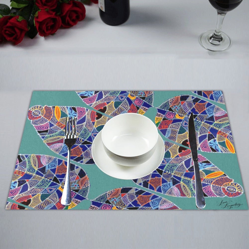 Fantasy Leaf Teal Placemat 14’’ x 19’’ (Set of 4) - Lana Art Sweden