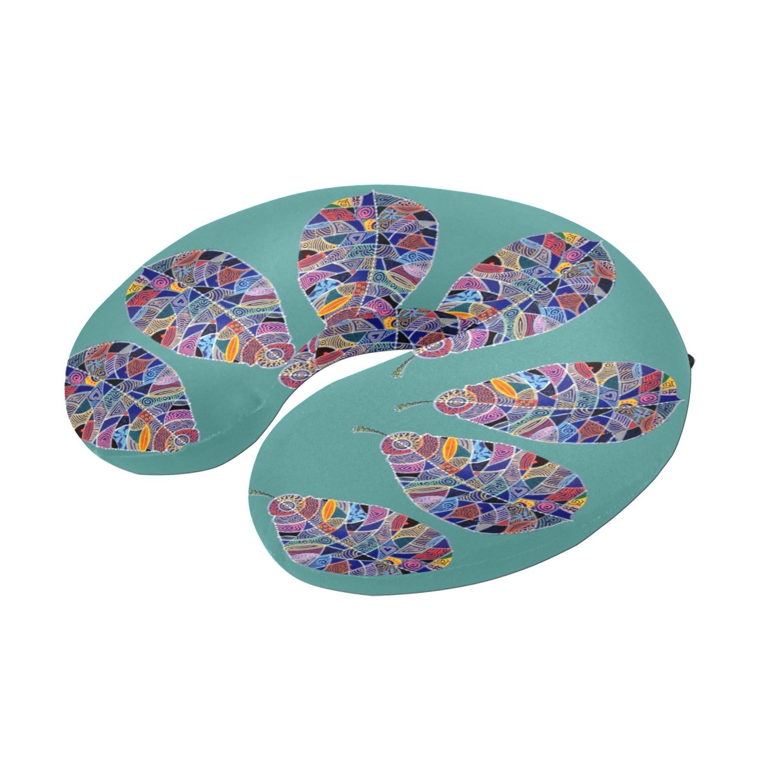 Fantasy Leaf Teal U - Shape Travel Pillow - Lana Art Sweden