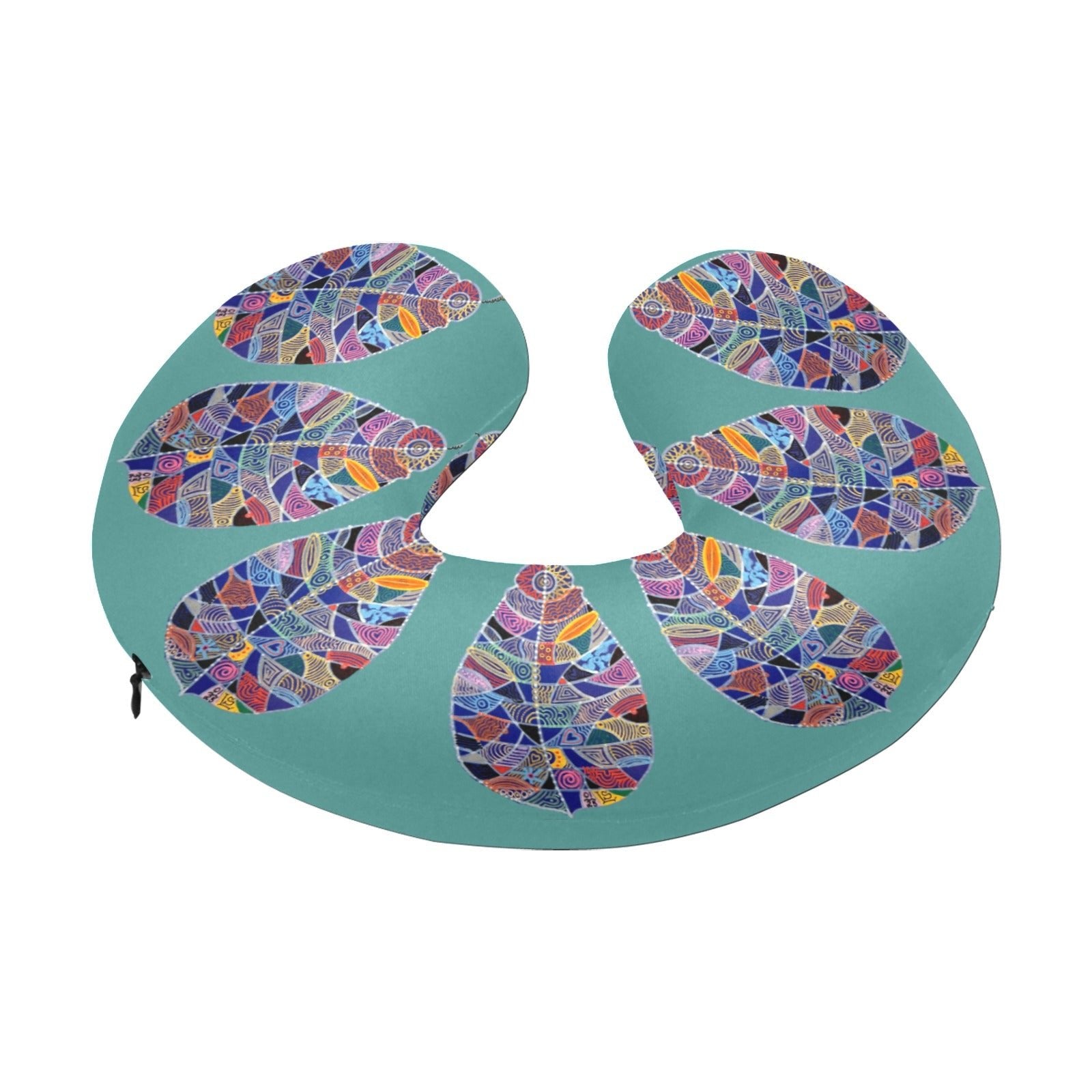 Fantasy Leaf Teal U - Shape Travel Pillow - Lana Art Sweden
