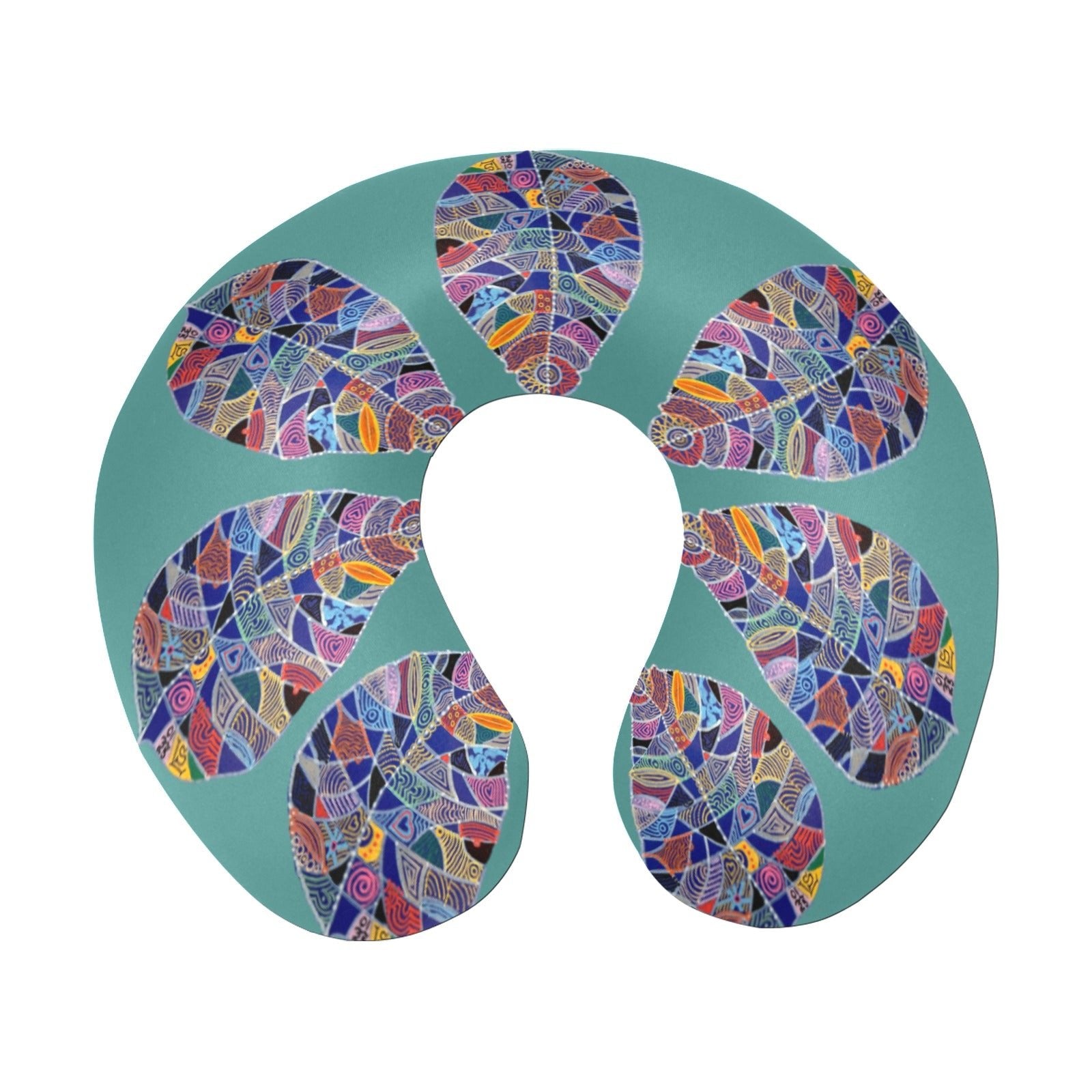 Fantasy Leaf Teal U-Shape Travel Pillow
