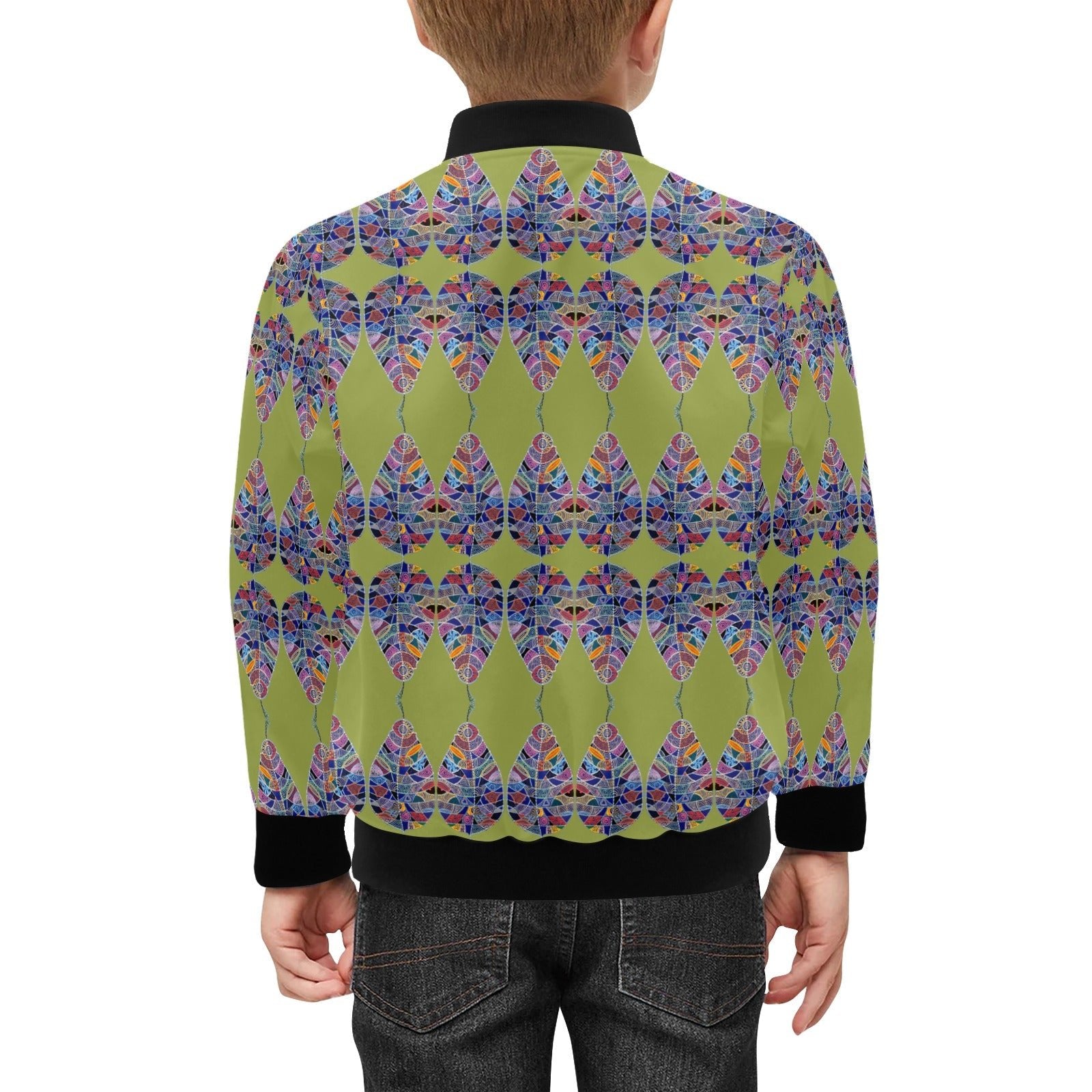 Fantasy Leaf Young Green Kids' Bomber Jacket with Pockets (Model H40) - Lana Art Sweden
