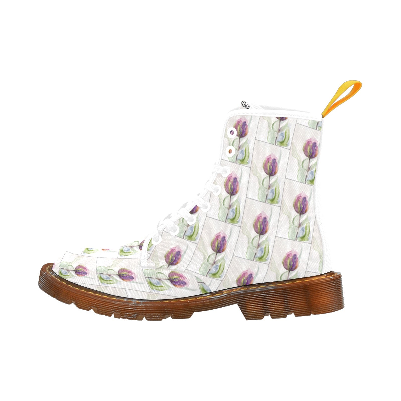 Tulip Pattern Custom Canvas Boots For Women Model 1203H