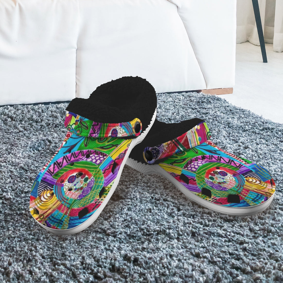 Pixel fun Fleece Lined Foam Clogs for Adults