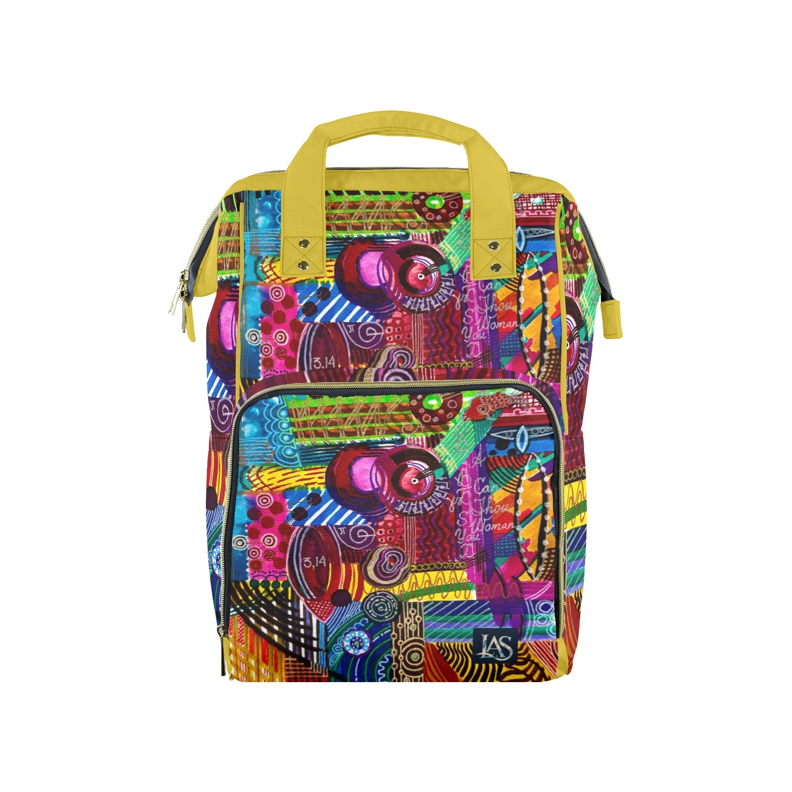 Energy Maps Mustard Multi-Function Travel Diaper Bag-Large