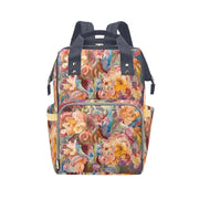 Floral Firelight Crown Blue Multi - Function Backpack - Lana Art Sweden