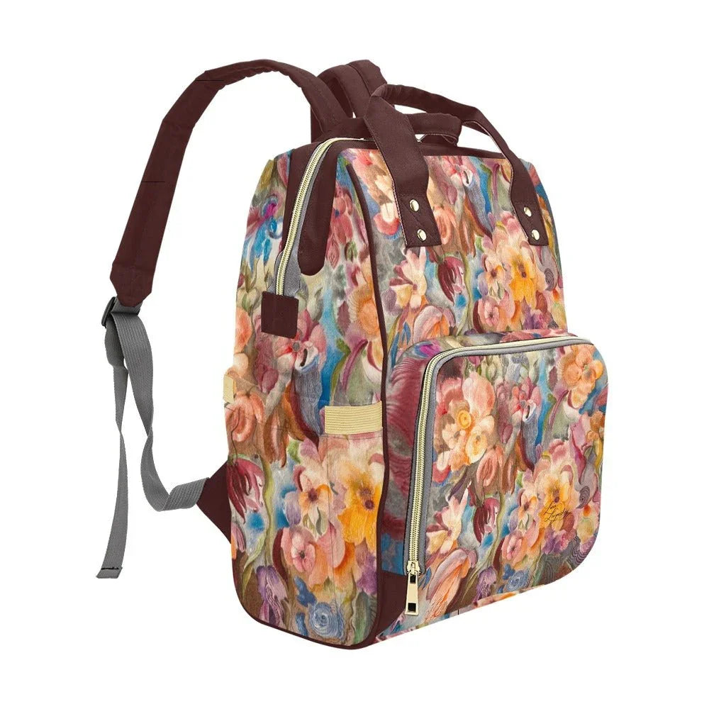 Floral Firelight Hot Chocolate Multi - Function Backpack - Lana Art Sweden