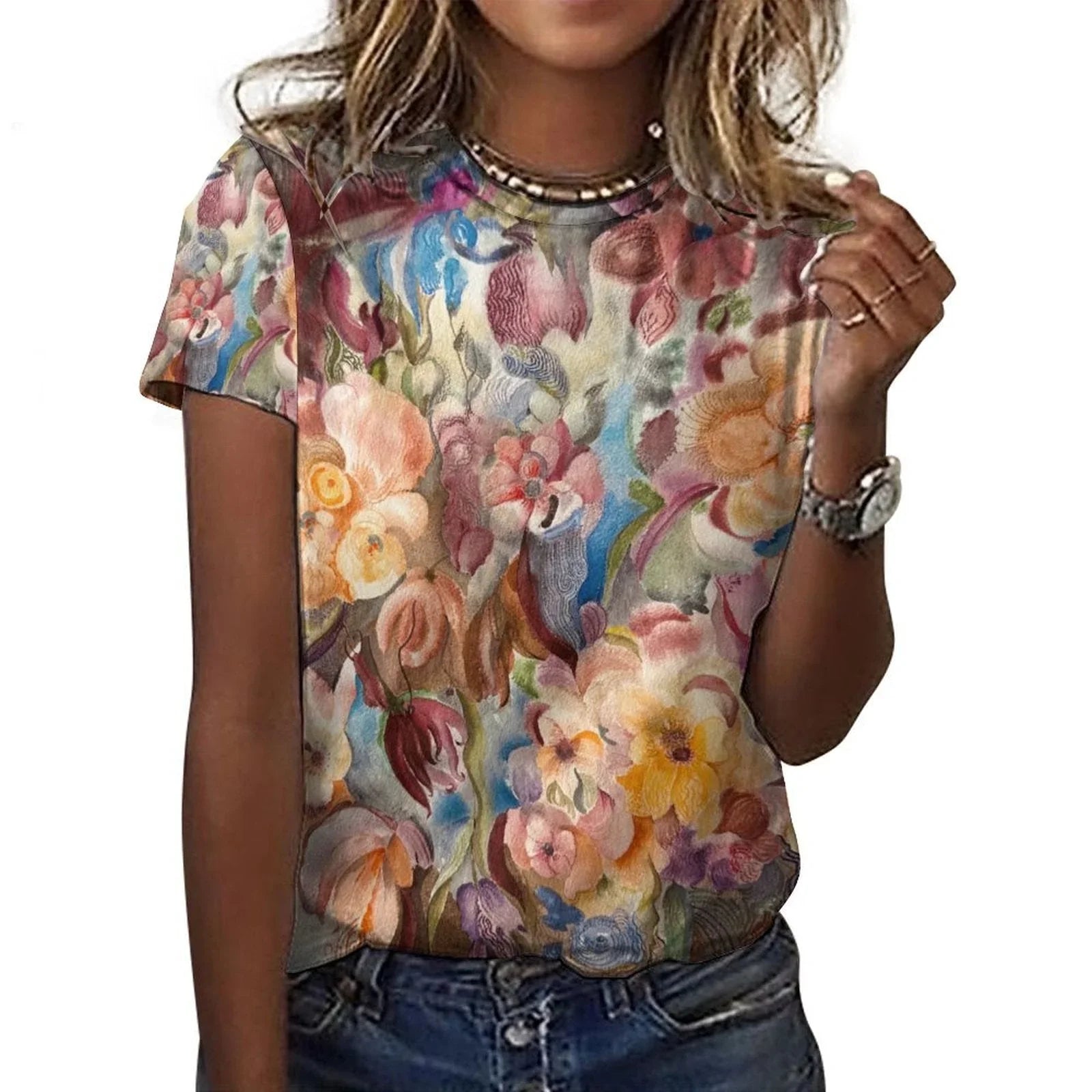 Floral Firelight Women's Cotton T-shirt - Lana Art Sweden