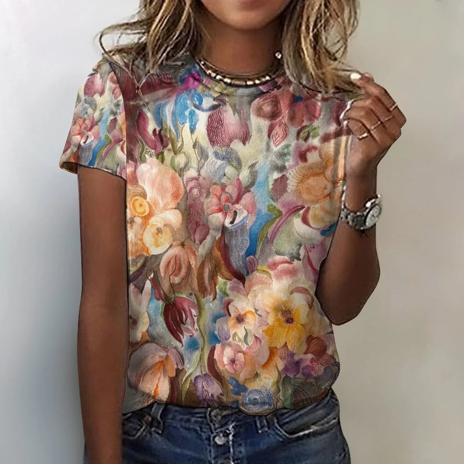 Floral Firelight Women's Cotton T-shirt - Lana Art Sweden