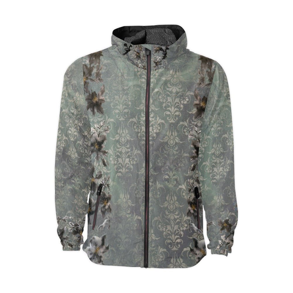 Flower Power Damaskus Green Unisex All Over Print Windbreaker (Model H23) - Lana Art Sweden