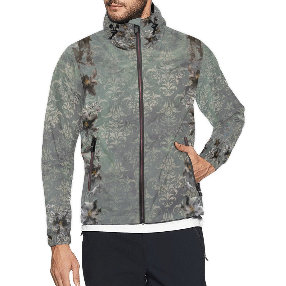 Flower Power Damaskus Green Unisex All Over Print Windbreaker (Model H23) - Lana Art Sweden
