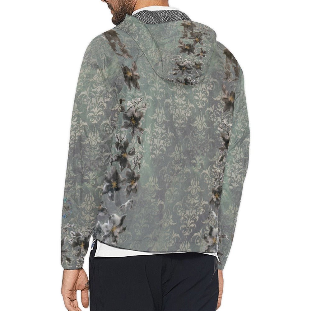 Flower Power Damaskus Green Unisex All Over Print Windbreaker (Model H23) - Lana Art Sweden