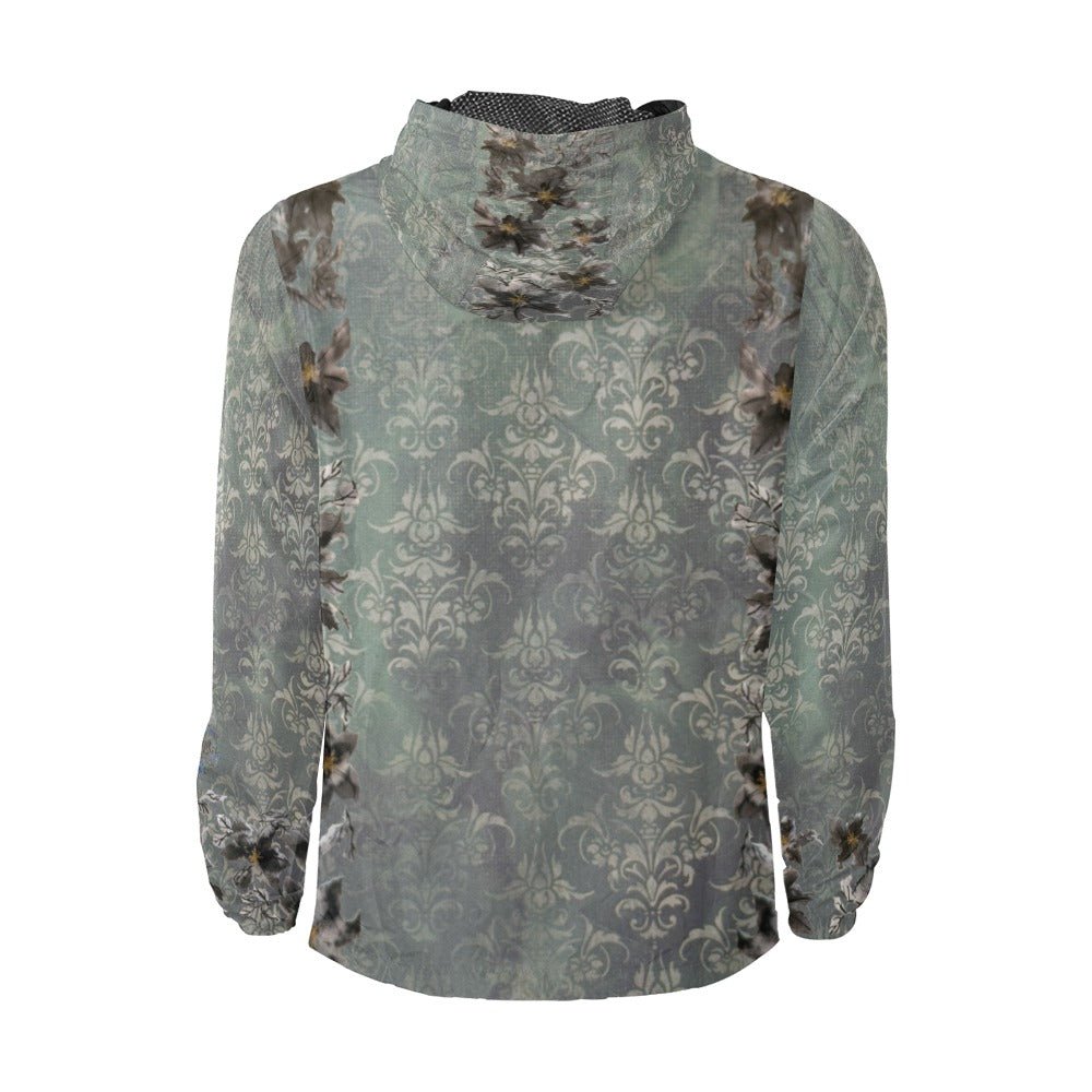 Flower Power Damaskus Green Unisex All Over Print Windbreaker (Model H23) - Lana Art Sweden