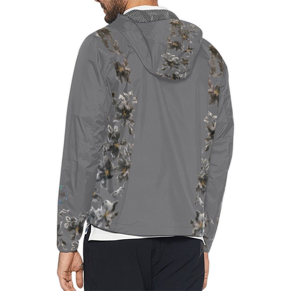 Flower Power Gris Unisex Windbreaker - Lana Art Sweden