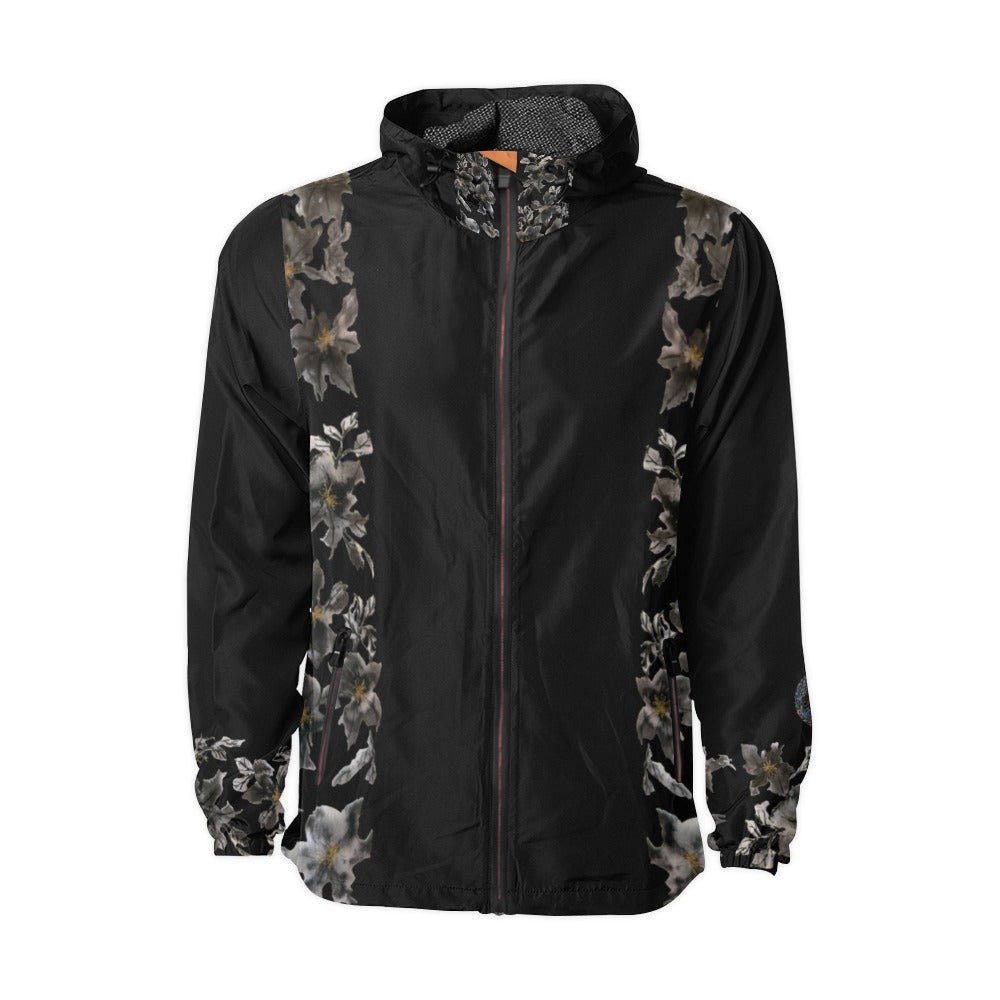 Flower Power Noir Unisex Windbreaker - Lana Art Sweden