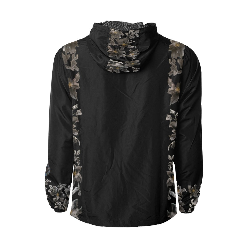 Flower Power Noir Unisex Windbreaker - Lana Art Sweden