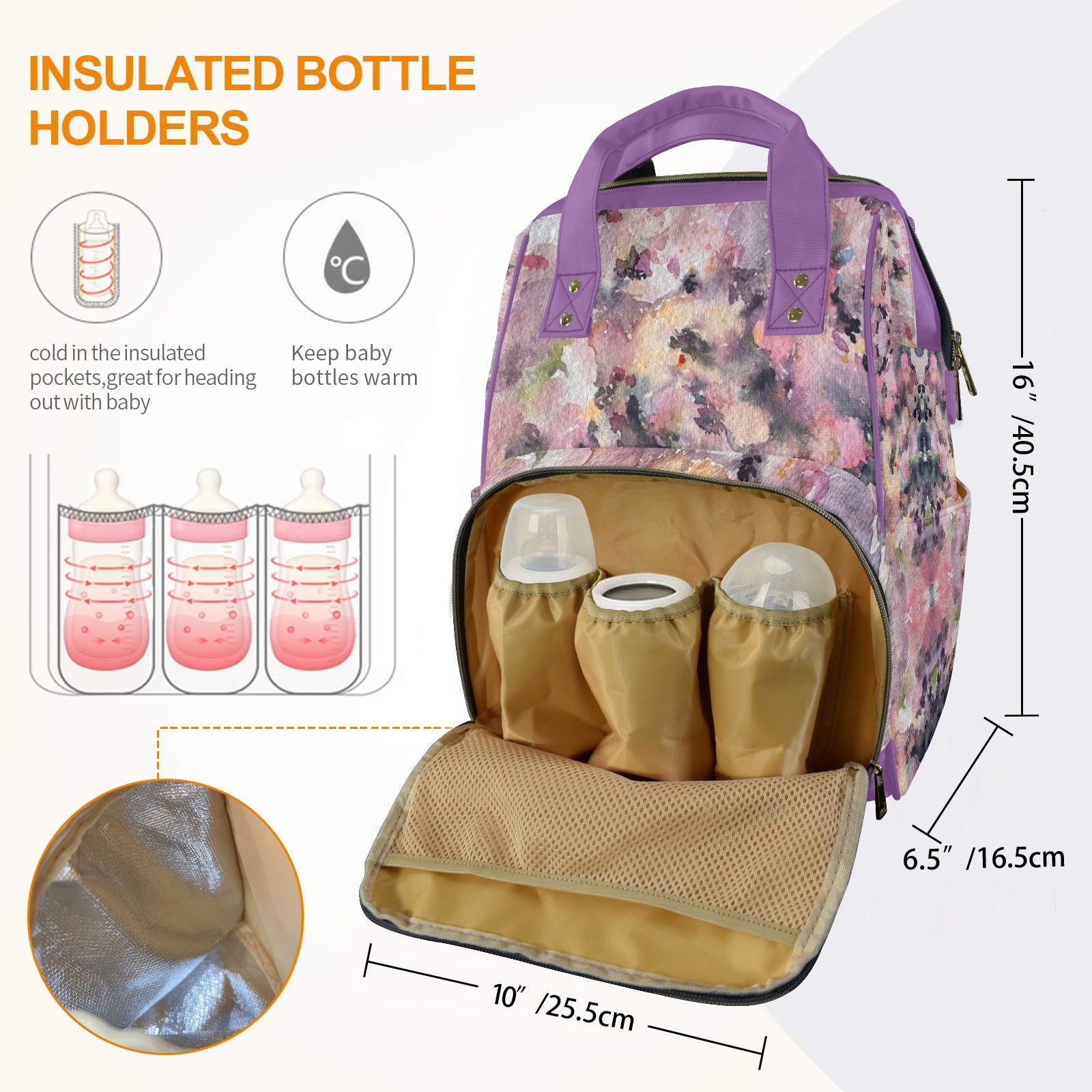 Geranium Field MultiFunction Diaper Bag, Backpack - Lana Art Sweden