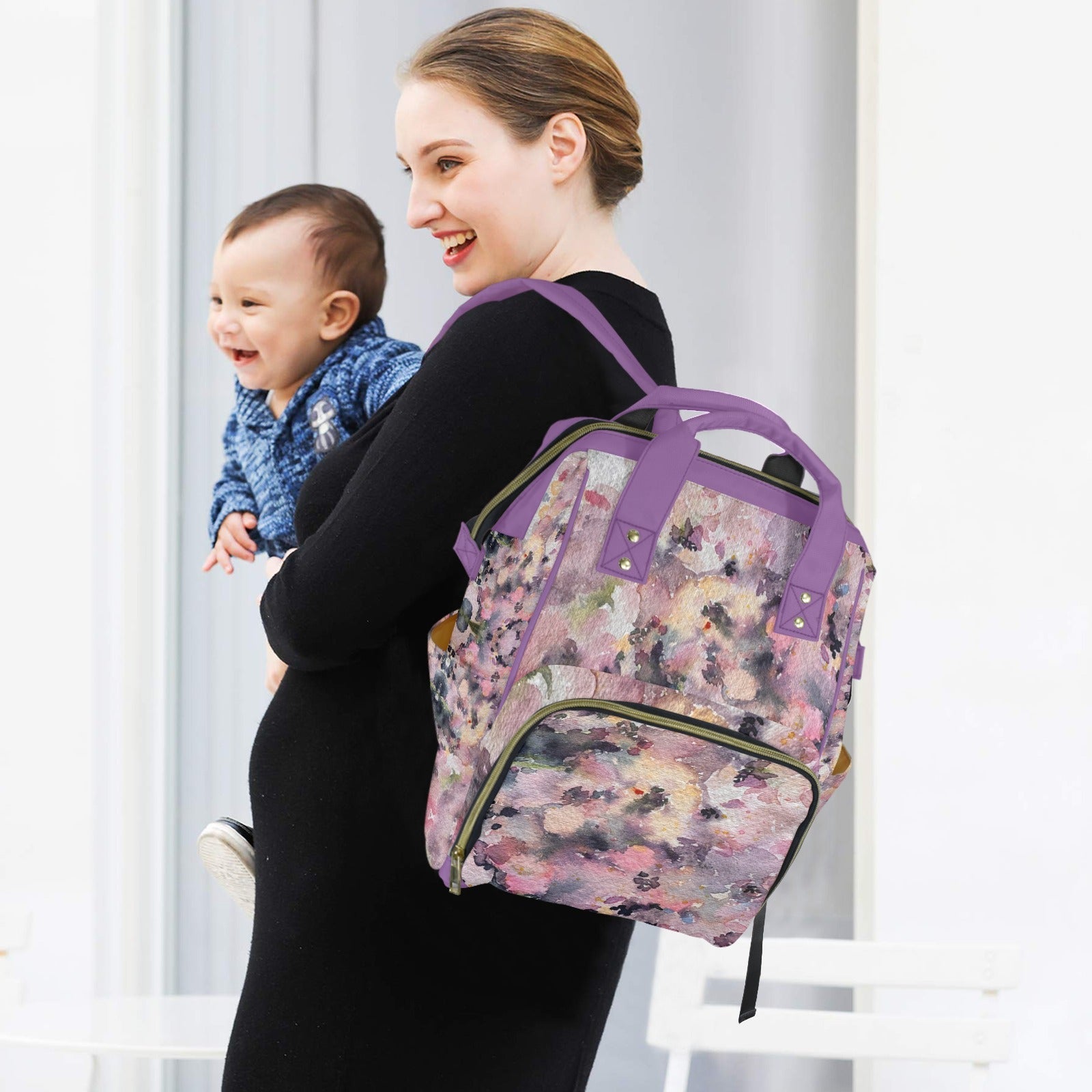 Geranium Field MultiFunction Diaper Bag, Backpack - Lana Art Sweden