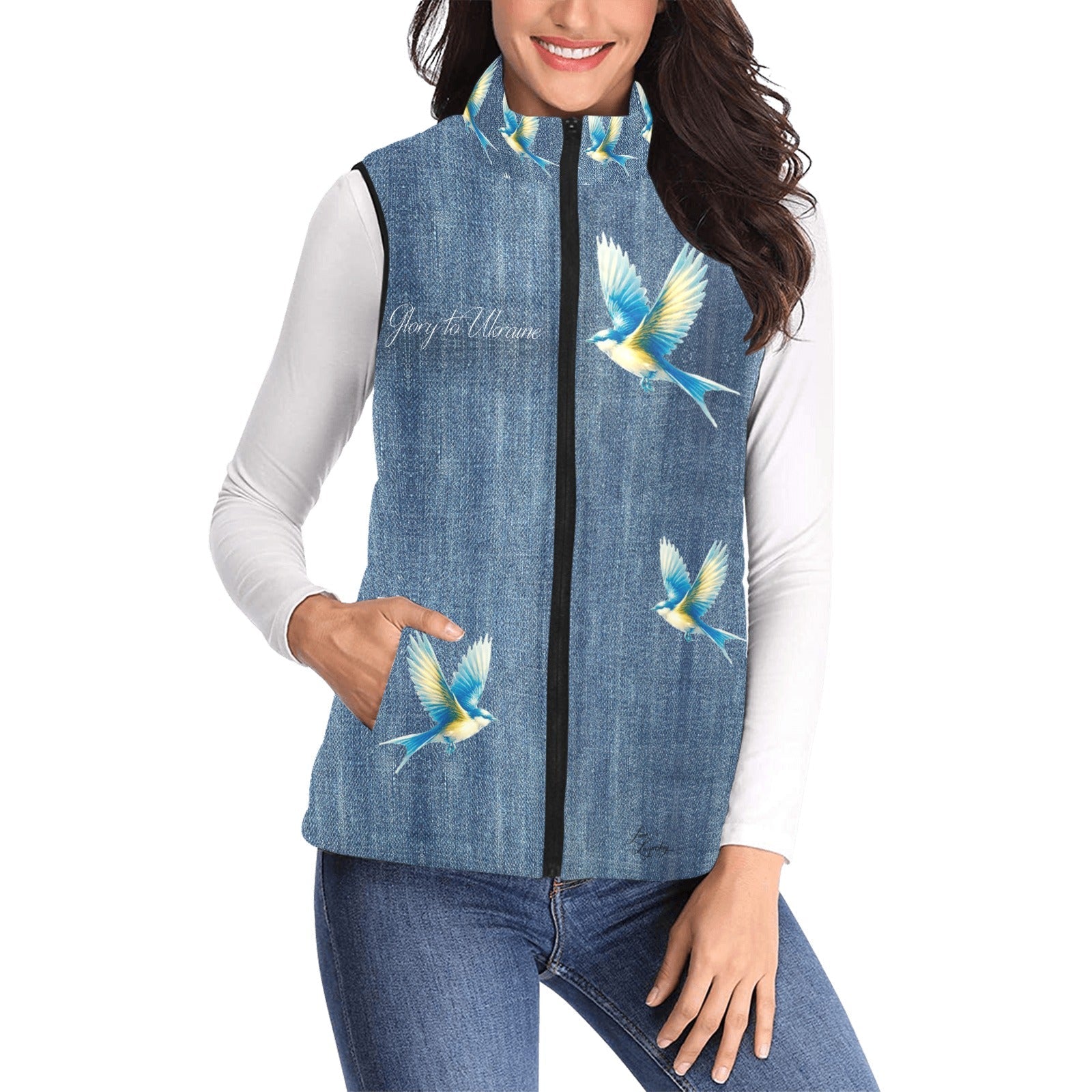 Glory to Ukraine Lastivka Women's Padded Vest - Lana Art Sweden
