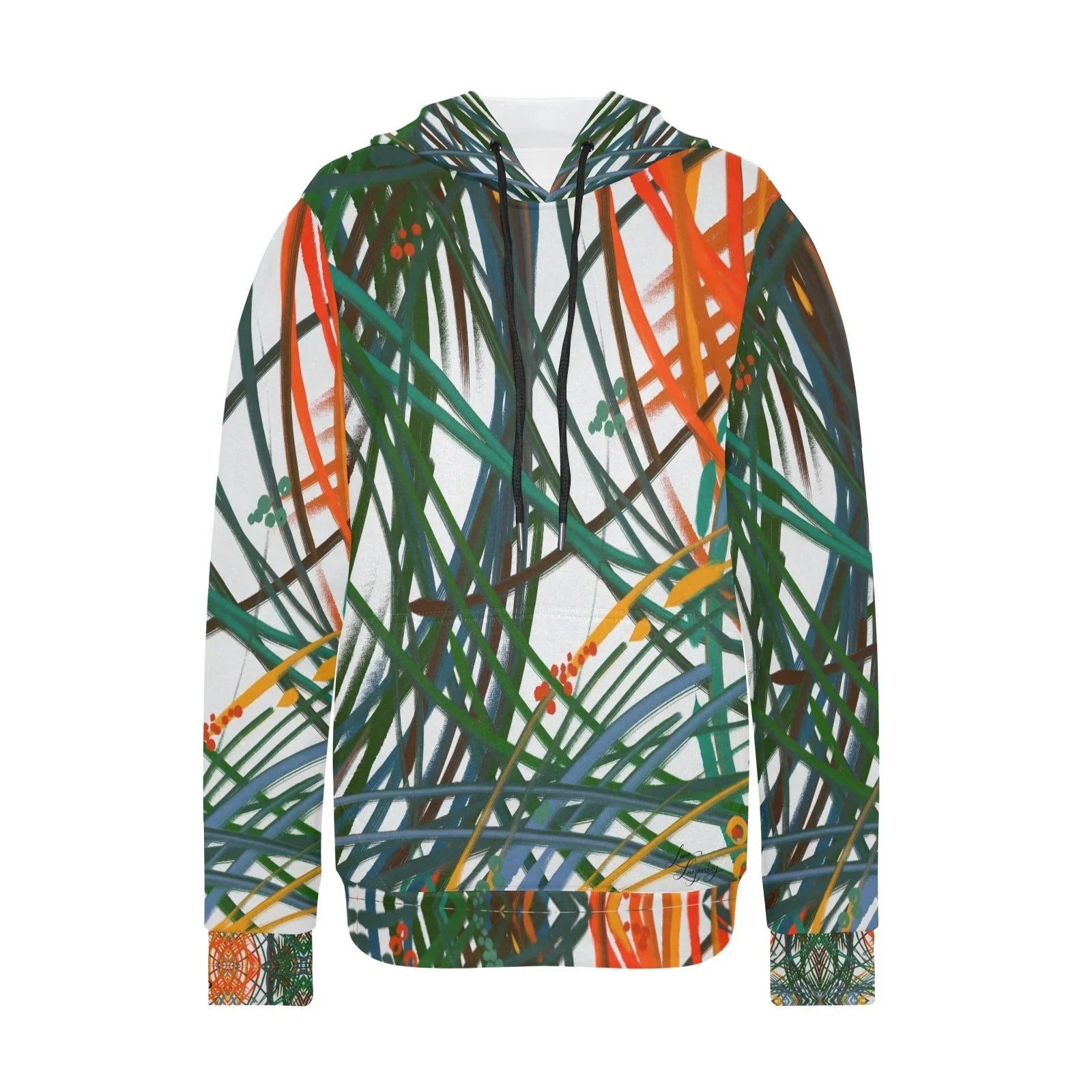 Grass in the wind Women's Fleece Hoodie w/ White Lining Hood - Lana Art Sweden