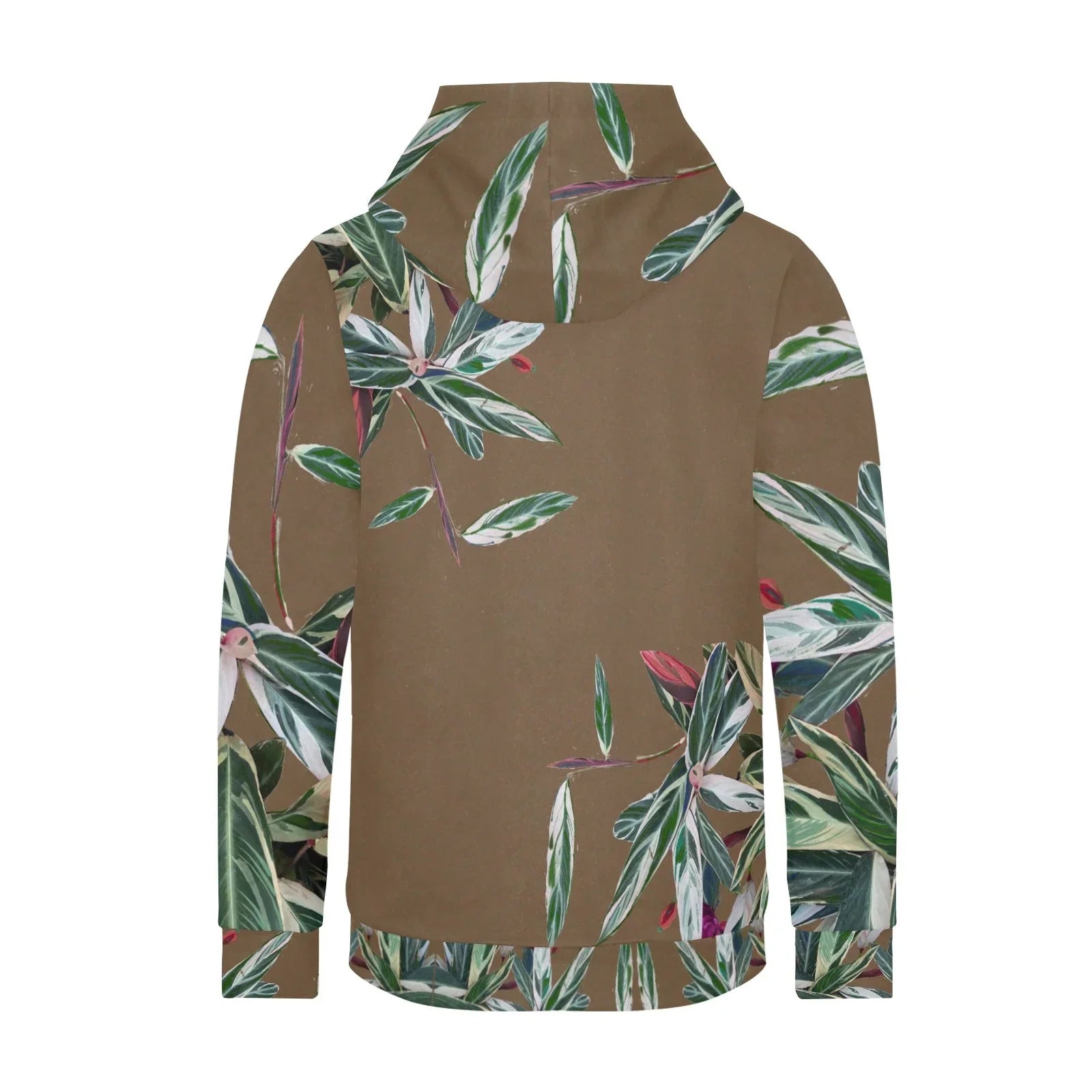 Green Leaves Pit Moss Women's Fleece Hoodie w/ White Lining Hood - Lana Art Sweden