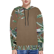 Green Leaves Pit Moss Women's Fleece Hoodie w/ White Lining Hood - Lana Art Sweden