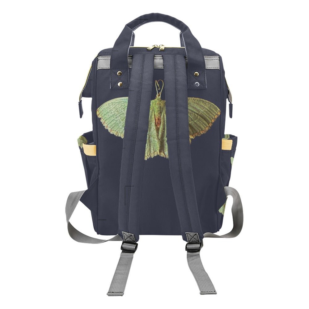 Green Moth Crown Blue Multi - Function Backpack - Lana Art Sweden