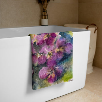 Double original art towel by LanaArt Sweden, featuring vibrant artwork in an oversized design for luxury bathroom decor.