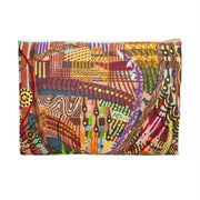 LanaArt Sweden Accessory Pouch with vibrant abstract design, made of 100% spun polyester, zipper closure with gold puller, wrinkle-free and durable for organizing small essentials